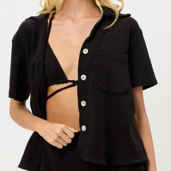 Frankie Bikini Coco Terry Button Up Shirt - Picture 3 of 8